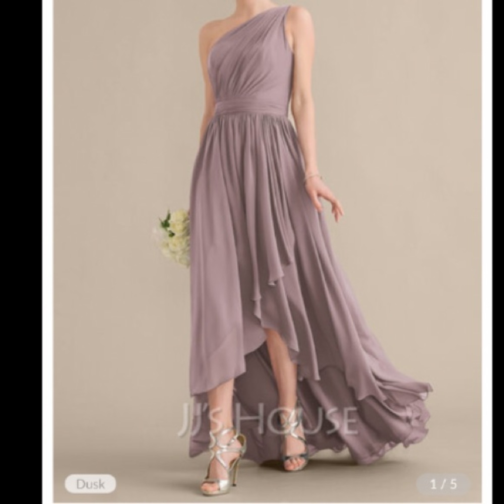 ALine One-Shoulder Asymmetrical Chiffon Dress Dusk